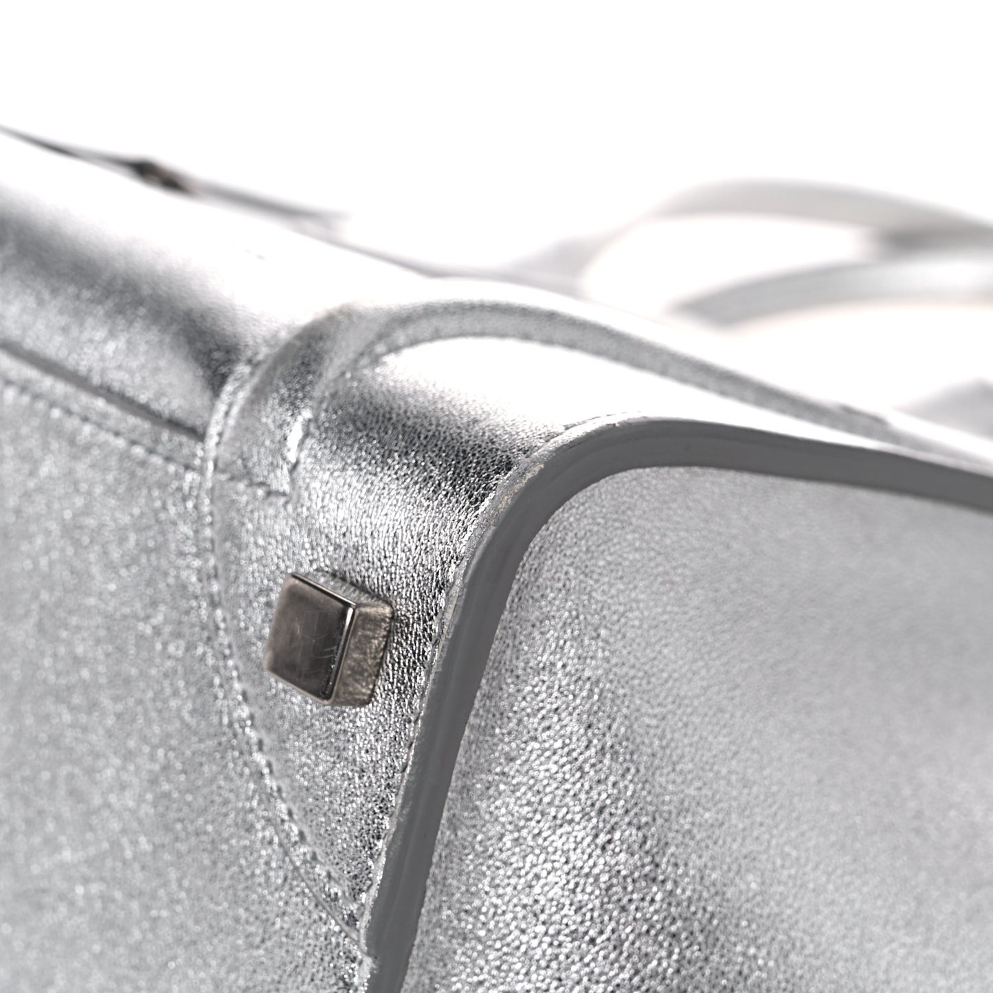 Laminated Lambskin Micro Luggage Silver