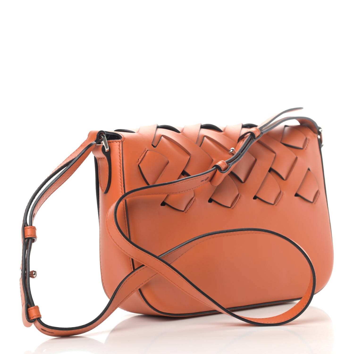 Prada Vitello Intreccio Tress Shoulder Bag Papaya Black 2 of 5