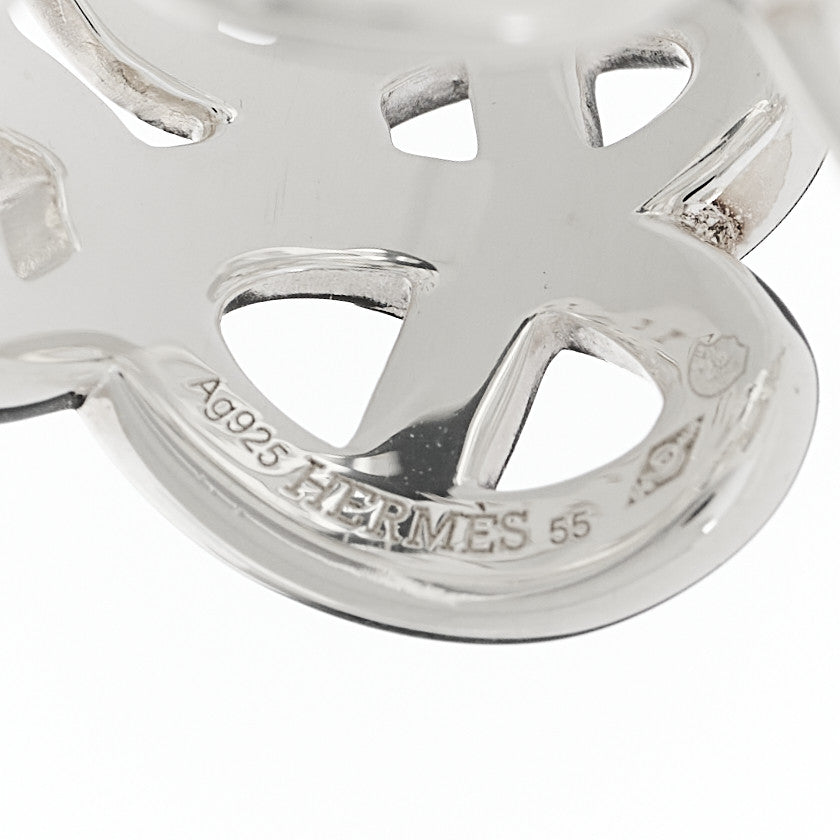 Hermes Sterling Silver GM Chaine d'Ancre Enchainee Band Ring 55 7.25 4 of 5