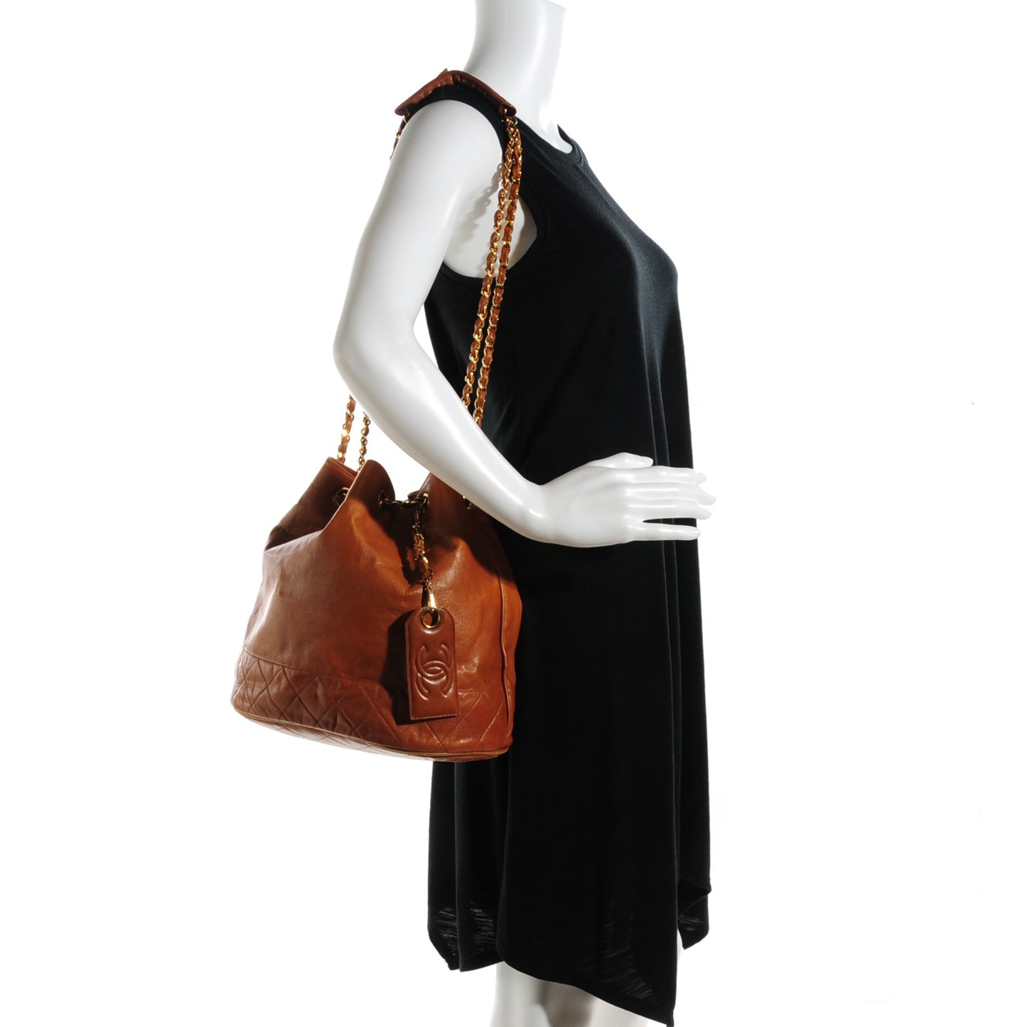 Lambskin Drawstring Shoulder Bag Tan
