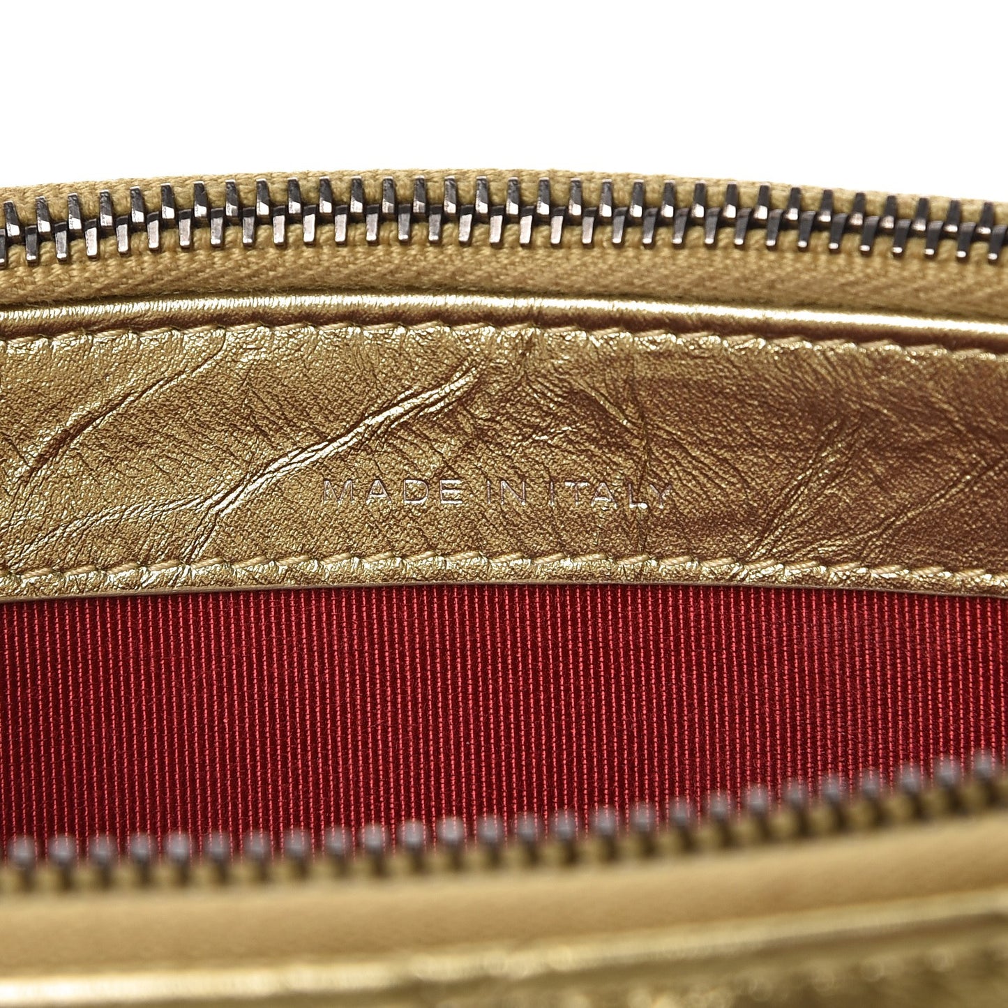 Metallic Aged Calfskin Quilted Small Gabrielle Clutch With Chain Gold