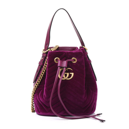 Gucci Velvet Matelasse GG Marmont Bucket Bag Fuchsia Violet Cyclamen 1 of 9