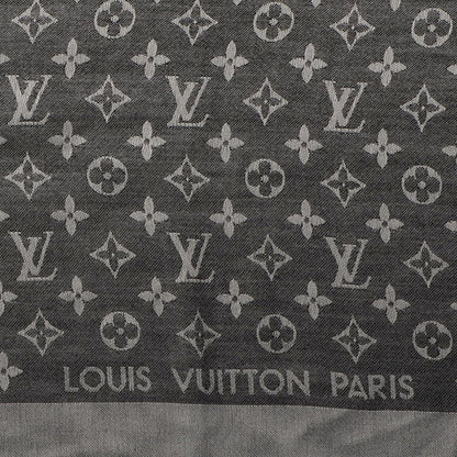 Louis Vuitton Silk Wool Monogram Denim Shawl Black 4 of 5