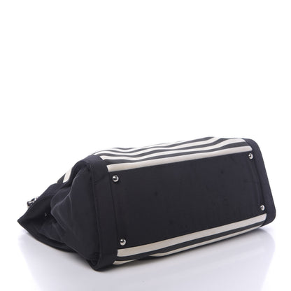 Chanel Striped Canvas CC Shopping Tote Black White 3 of 10