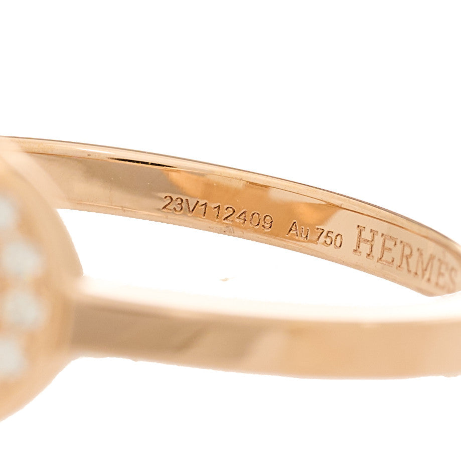 Hermes 18K Rose Gold Diamond MM Chaine d'Ancre Contour Ring 57 8 6 of 8