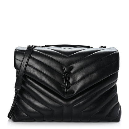Saint Laurent Calfskin Y Quilted Monogram Monochrome Medium Loulou Chain Satchel Black 1 of 9