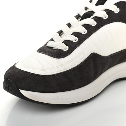 Chanel Nylon Suede Calfskin CC Sneakers 39 White Dark Grey 11 of 12