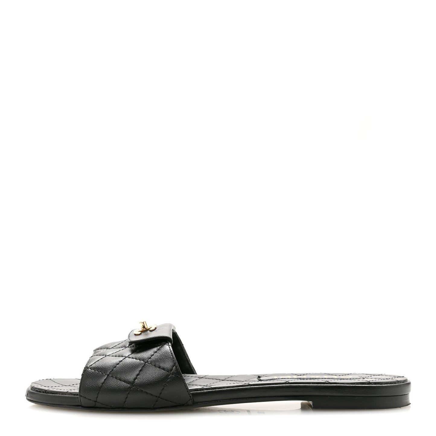 Lambskin Quilted CC Turnlock Sandals 39 Black