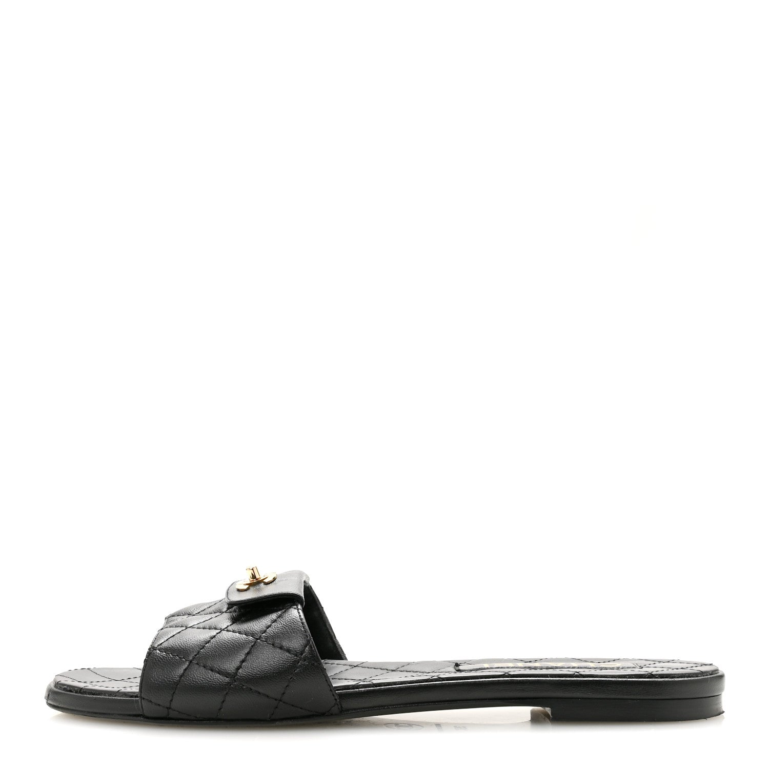 Chanel Lambskin Quilted CC Turnlock Sandals 39 Black 1 of 9