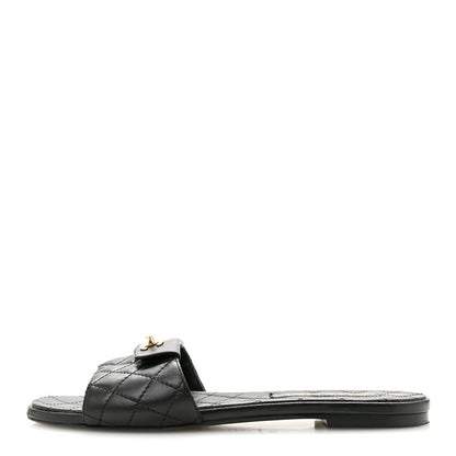 Chanel Lambskin Quilted CC Turnlock Sandals 39 Black 1 of 9