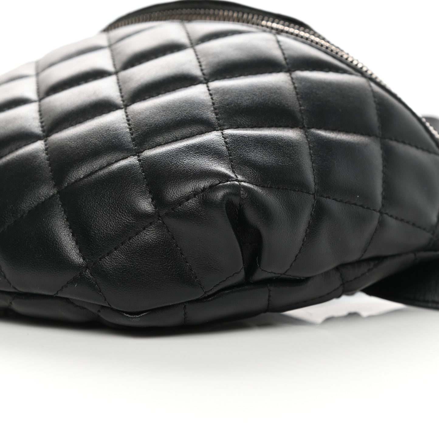 Lambskin Quilted Waist Belt Bag Black