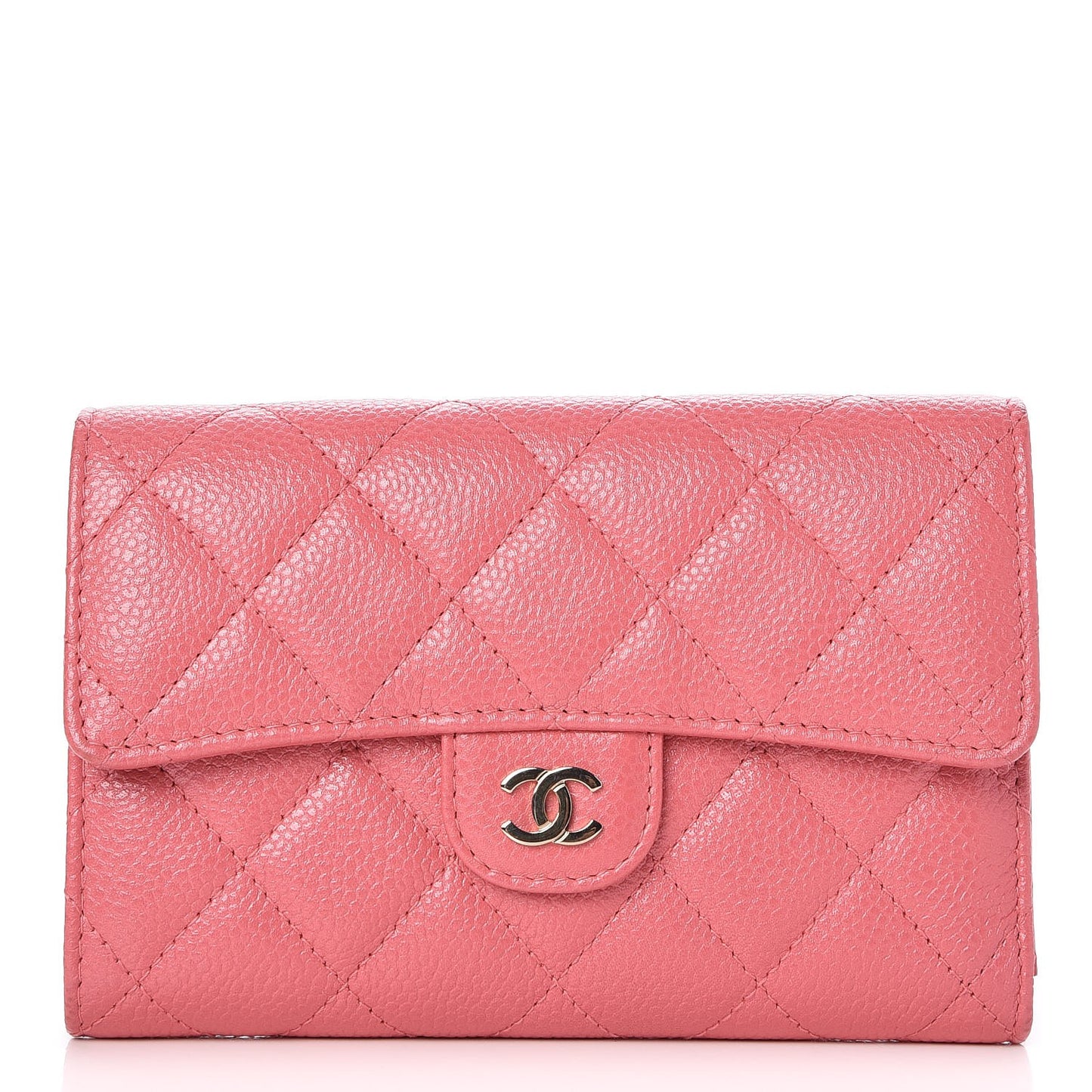 Caviar Quilted Medium Flap Wallet Pink