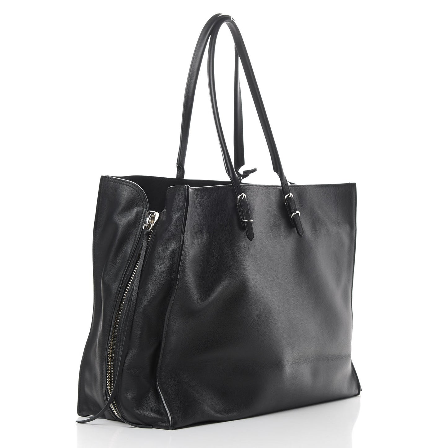 Supple Calfskin Papier A4 Zip Around Tote Black