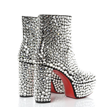 Christian Louboutin Veau Velours Strass Roxxxy 110 Ankle Boots 37 Crystal 4 of 8