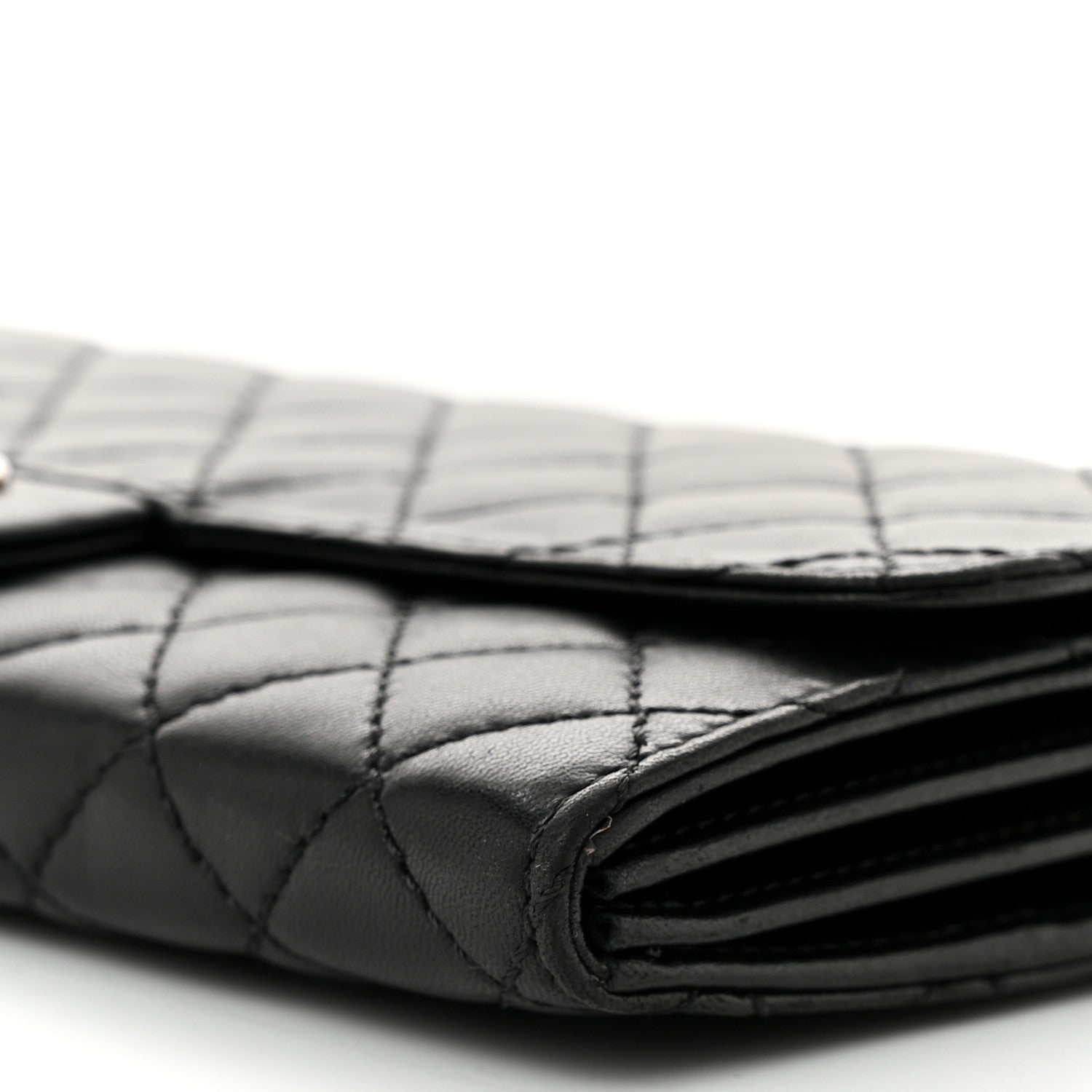 Chanel Lambskin Quilted East West Flap Clutch  Black 9 of 9