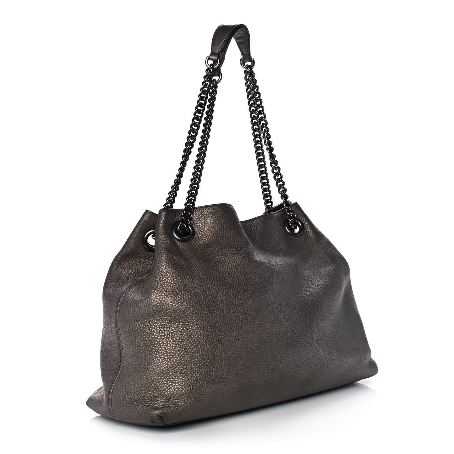 Metallic Pebbled Calfskin Medium Soho Chain Shoulder Bag Sasso