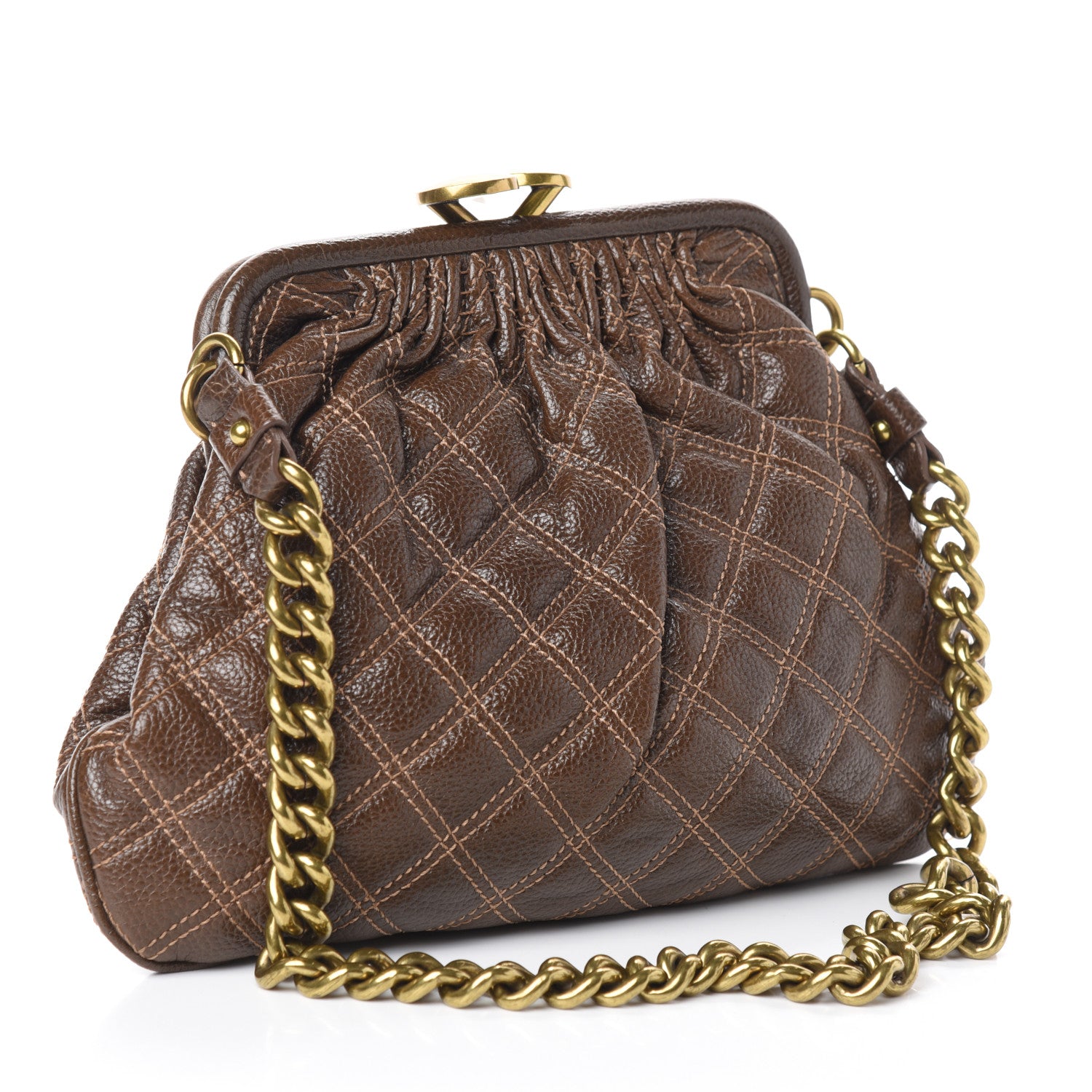 Marc Jacobs Calfskin Quilted Little Stam Brown 3 of 8