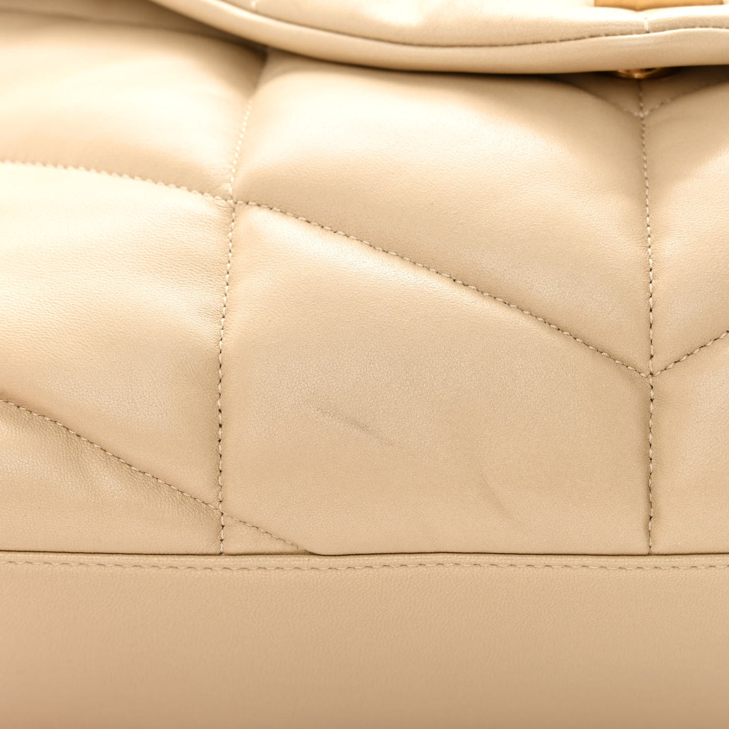 Lambskin Quilted Medium Loulou Puffer Monogram Chain Satchel Dark Beige