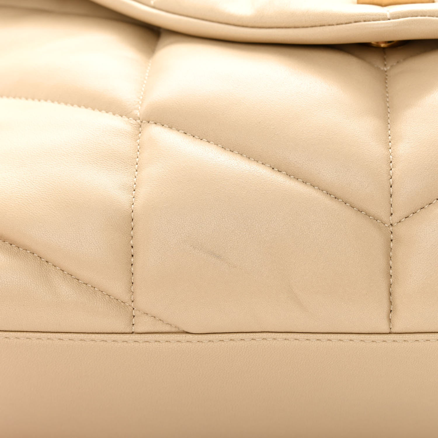 Saint Laurent Lambskin Quilted Medium Loulou Puffer Monogram Chain Satchel Dark Beige 12 of 12