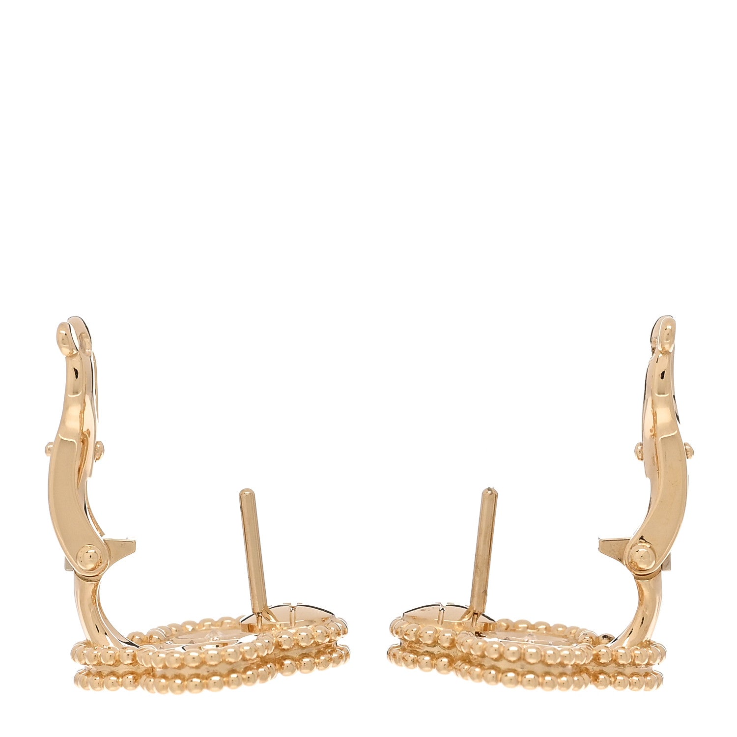 Van Cleef & Arpels 18K Yellow Gold Diamond Vintage Alhambra Earrings 3 of 5