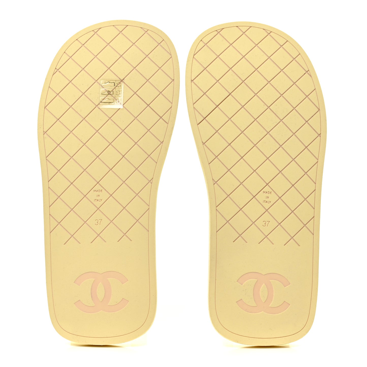 Lambskin CC Thong Sandals 37 Yellow