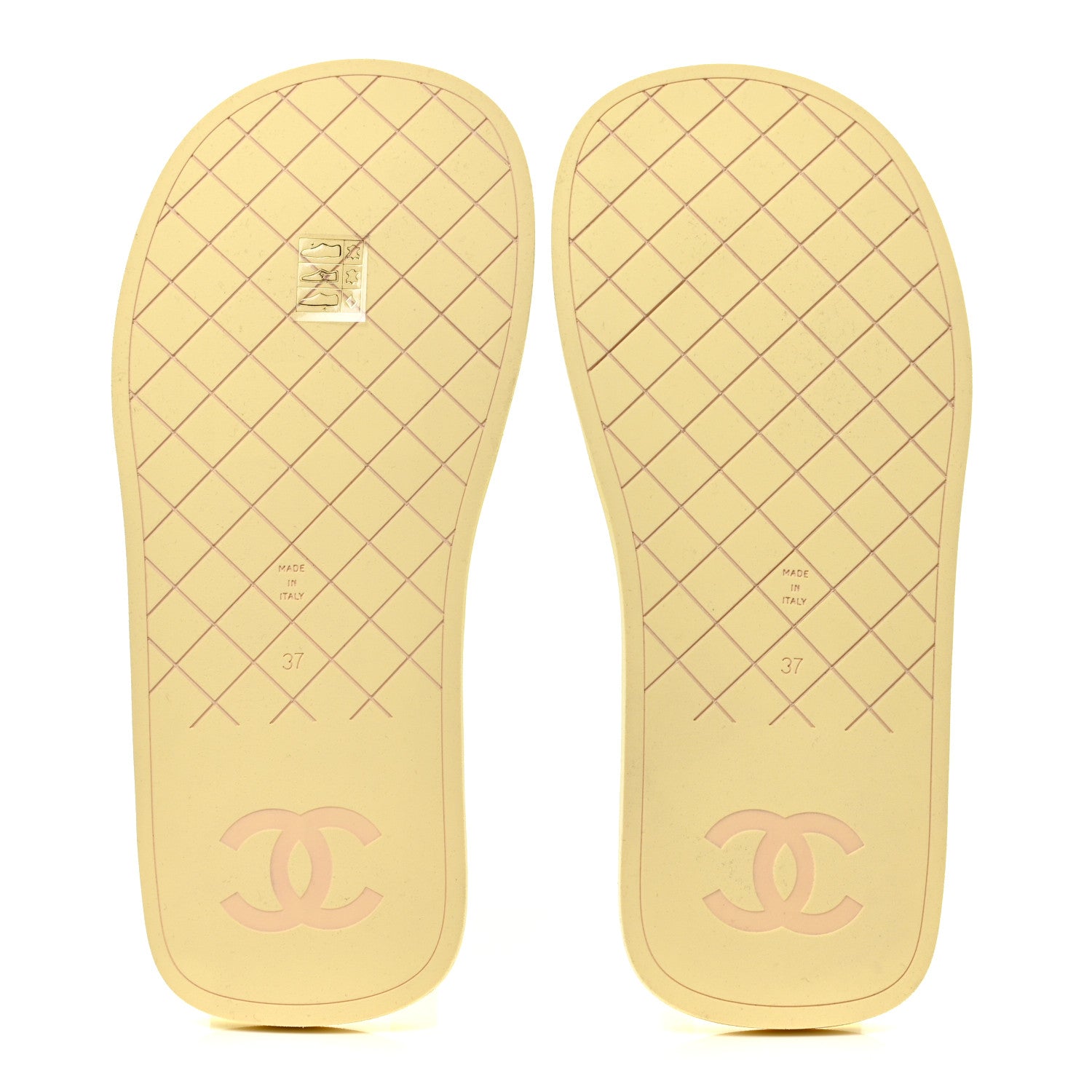 Chanel Lambskin CC Thong Sandals 37 Yellow 6 of 8