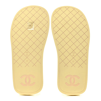 Chanel Lambskin CC Thong Sandals 37 Yellow 6 of 8