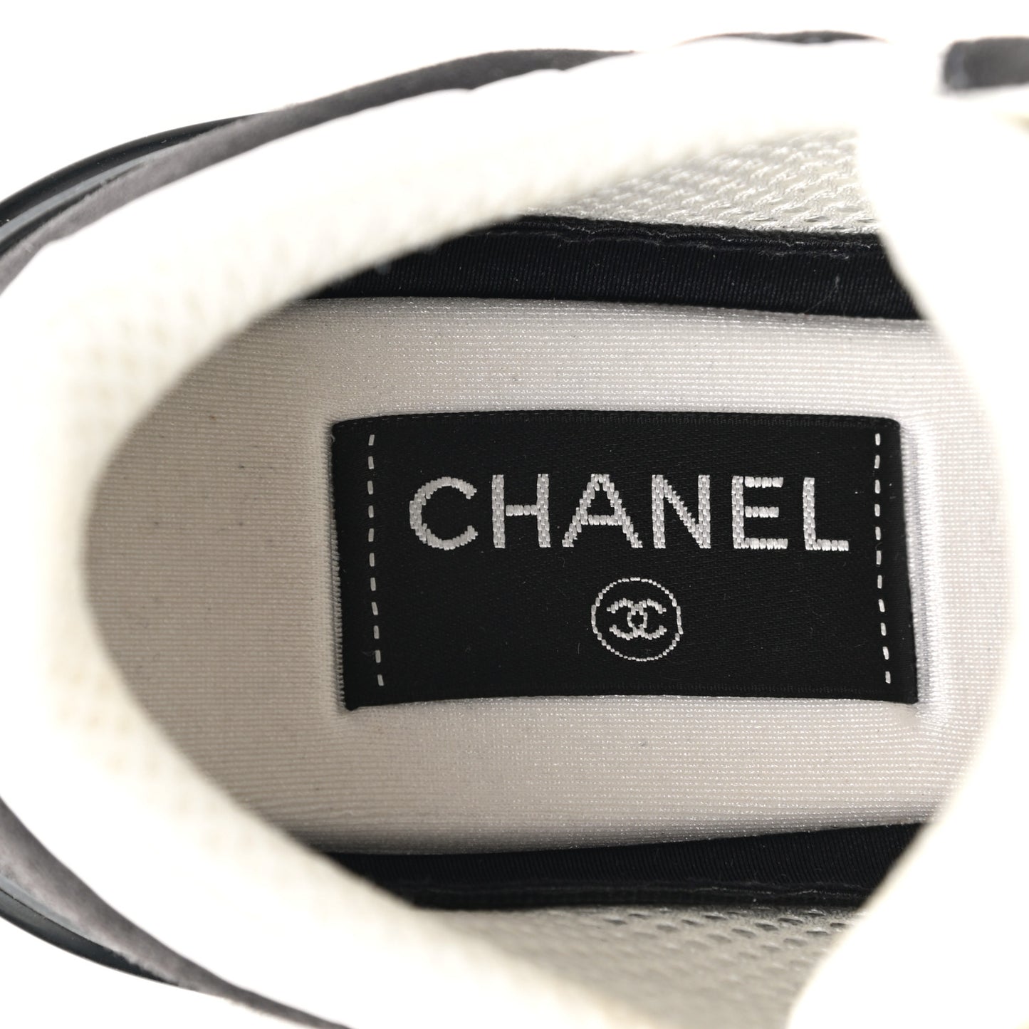 Nylon Suede Calfskin CC Sneakers 38 White Dark Grey