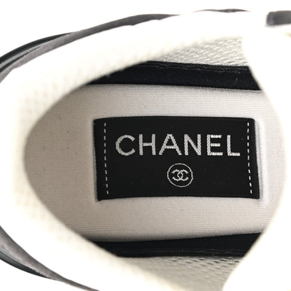 Chanel Nylon Suede Calfskin CC Sneakers 38 White Dark Grey 6 of 8
