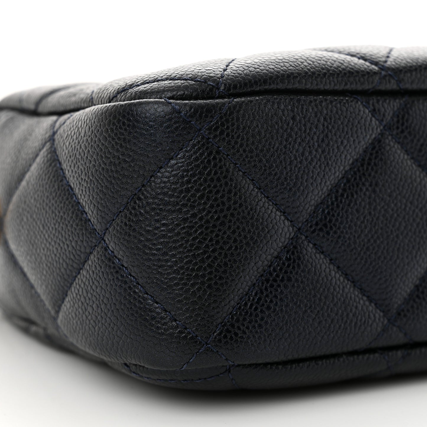 Shiny Caviar Quilted Chain Melody Camera Bag Dark Blue