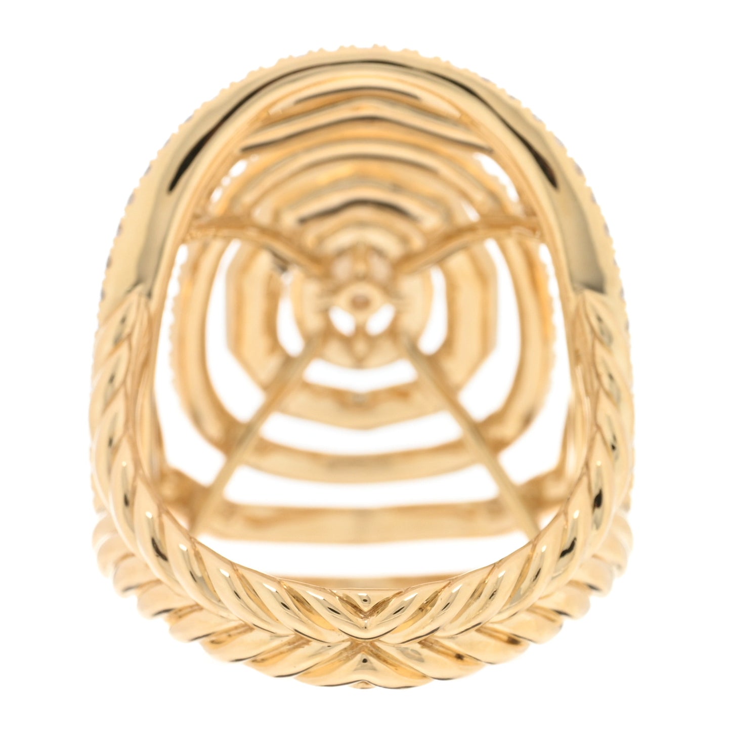 18K Yellow Gold Diamond 30mm Stax Ring 54 7