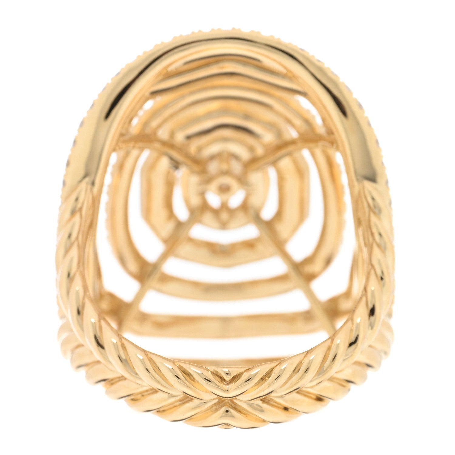 David Yurman 18K Yellow Gold Diamond 30mm Stax Ring 54 7 3 of 4
