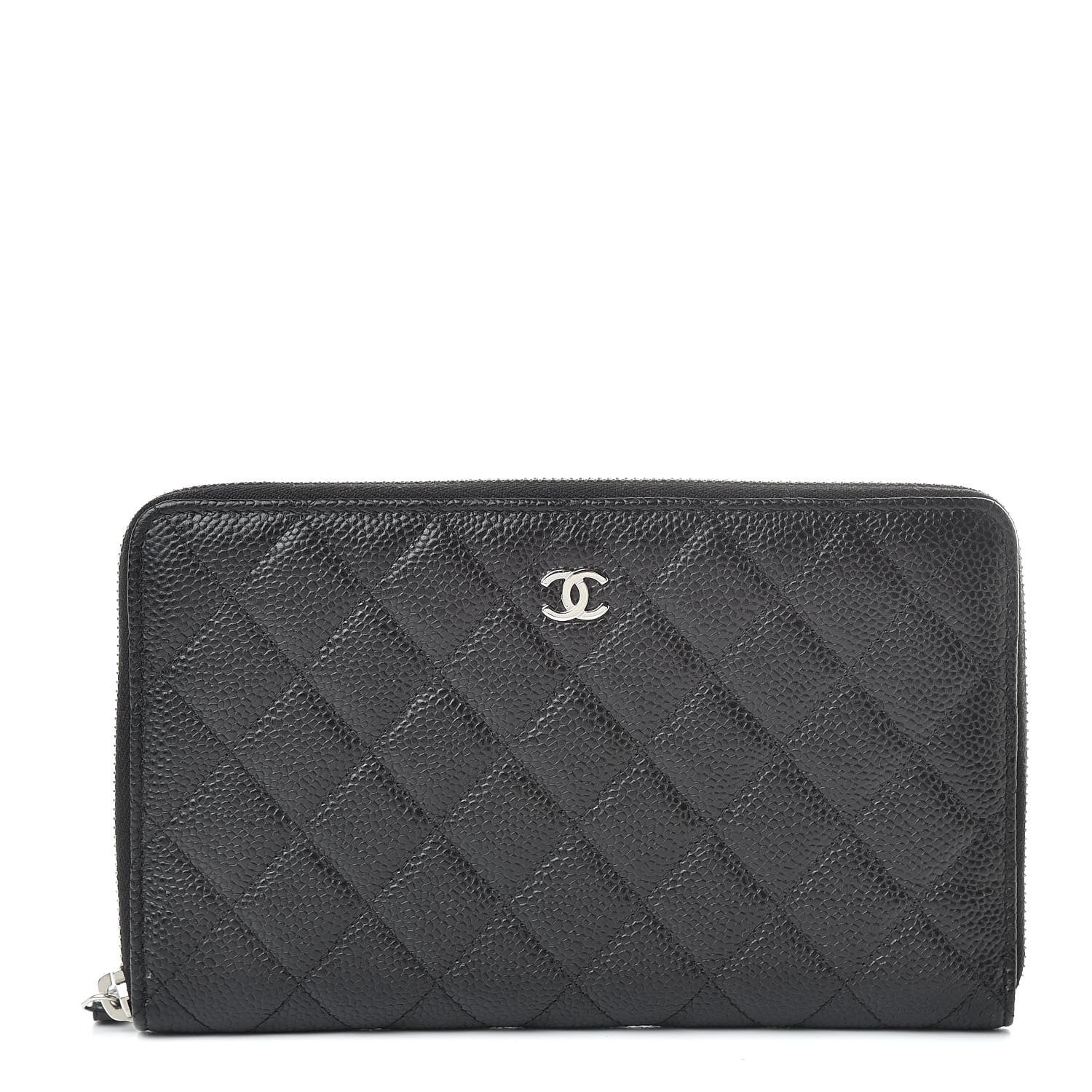 Chanel Caviar Quilted Large Zip Around Organizer Wallet Black 1 of 8