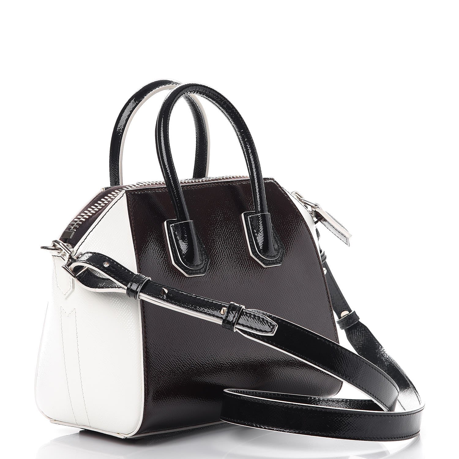 Givenchy Patent Mini Tri-Color Antigona Black White Brown 3 of 12