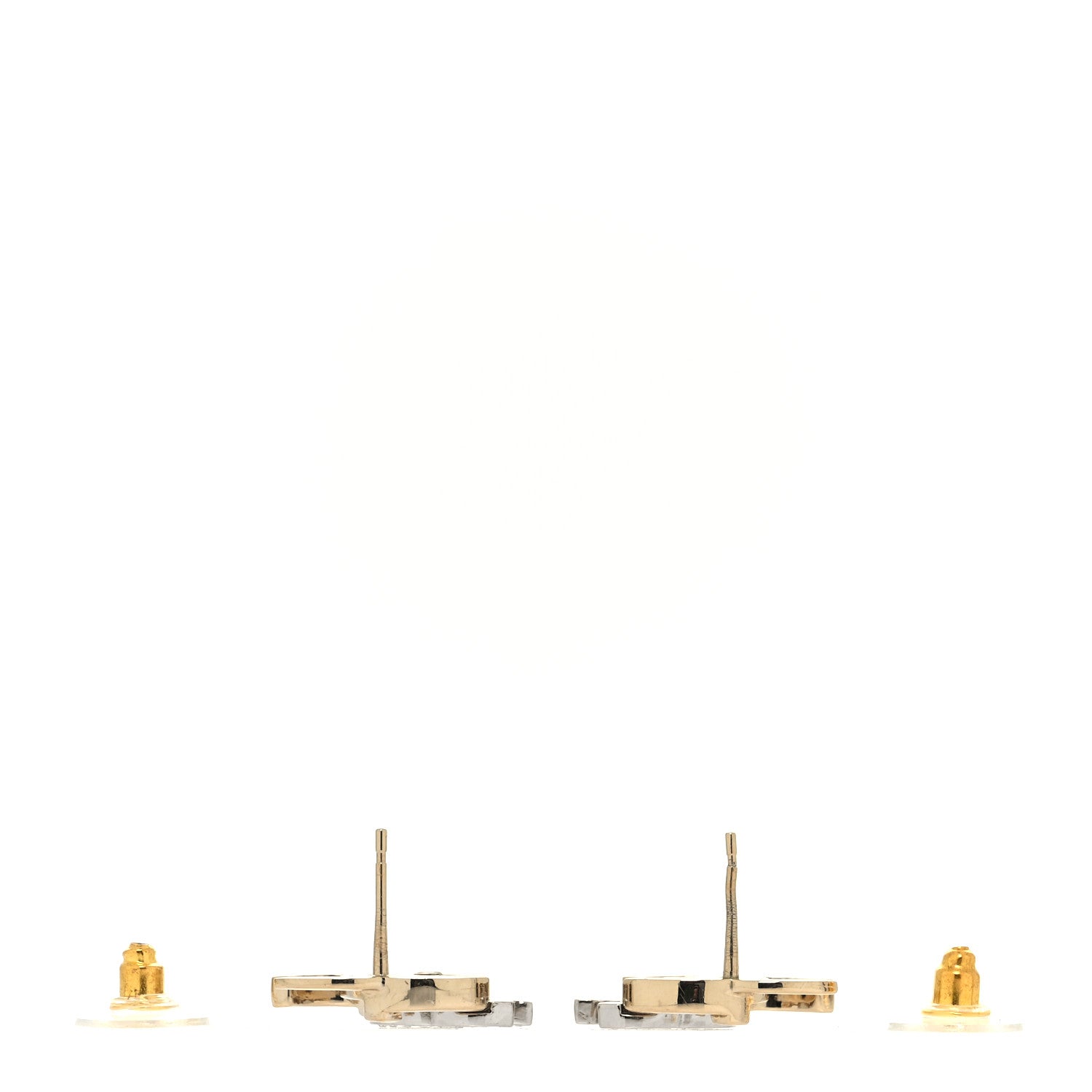 Chanel Crystal Double CC Earrings Gold Silver 3 of 4