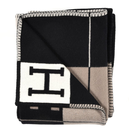 Hermes Wool Cashmere Avalon Blanket Ecru Black 2 of 3