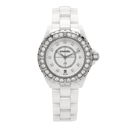 Chanel Stainless Steel Ceramic Diamond Bezel 38mm J12 Quartz Watch White 1 of 4