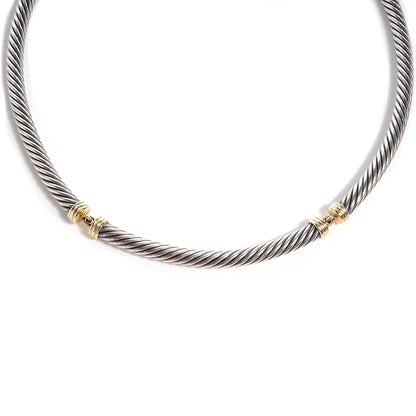 David Yurman Sterling Silver 14k Cable Necklace 1 of 4