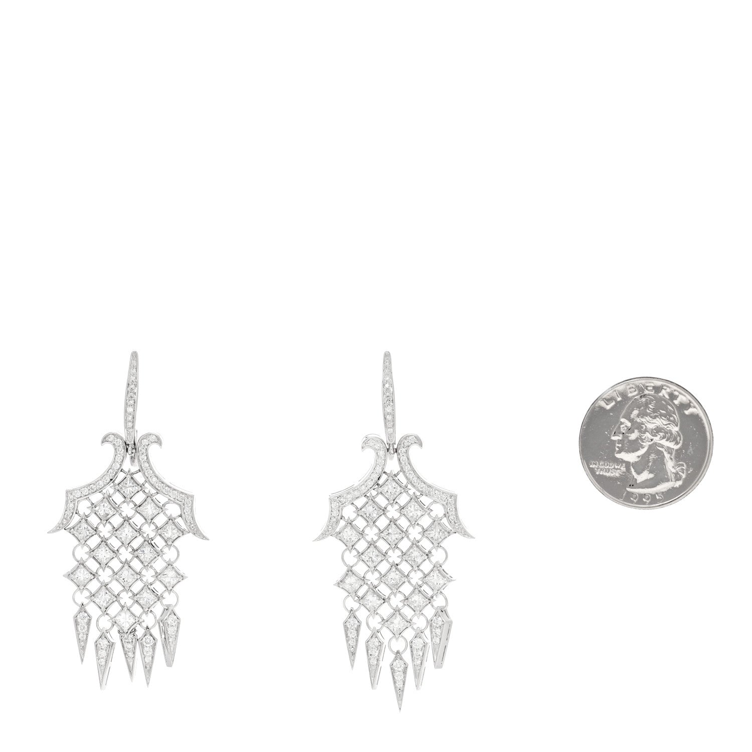 Parker & West by FASHIONPHILE 18K White Gold Diamond 4.25ctw Chandelier Earrings 2 of 5