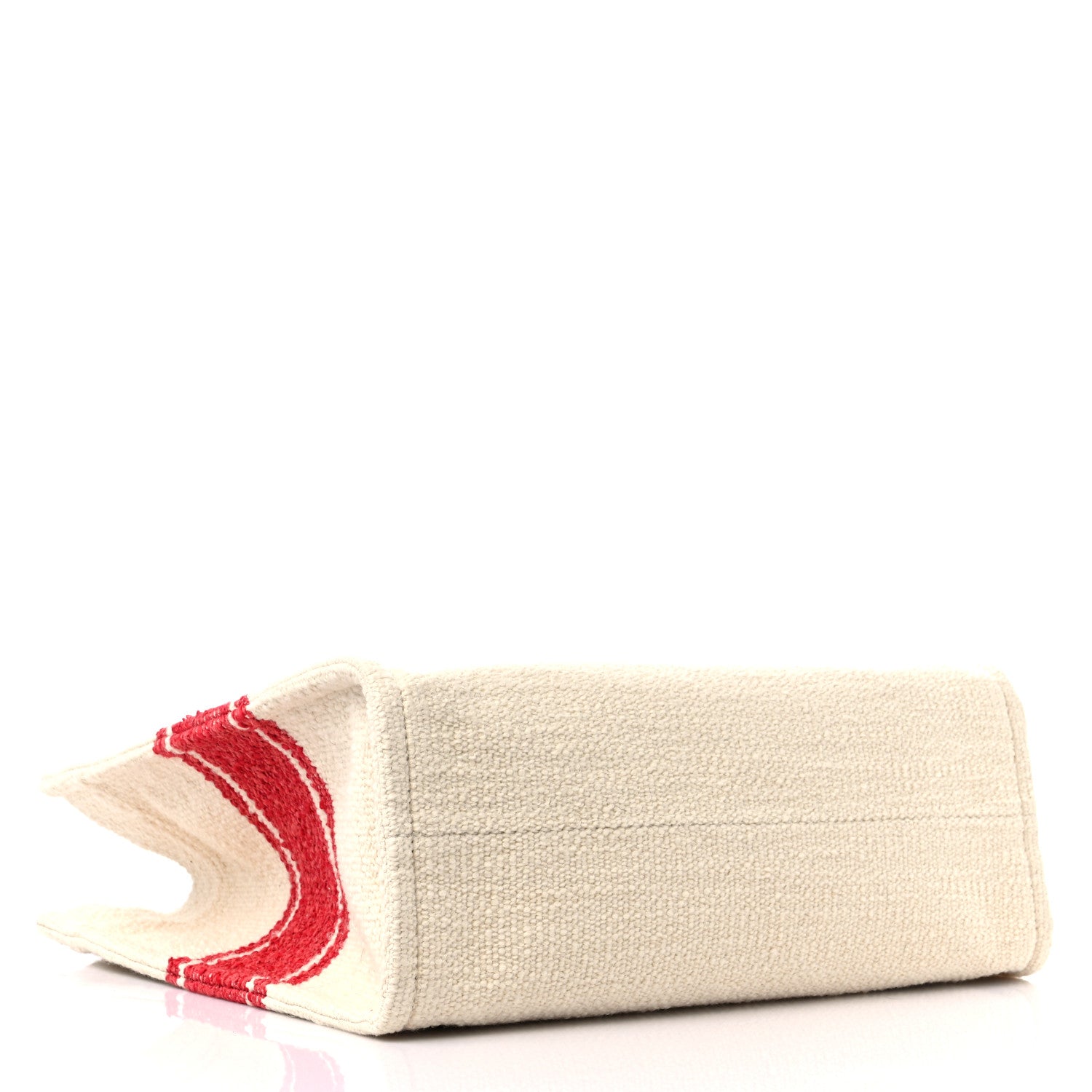Celine Canvas Calfskin Jacquard Vertical Cabas Red Tan 4 of 8