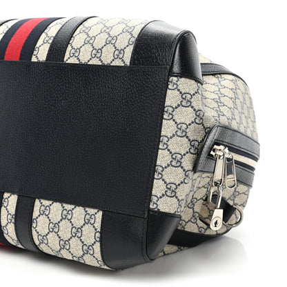 Gucci GG Supreme Monogram Textured Dollar Calfskin Web Medium Ophidia Duffle Bag Beige Blue 8 of 13