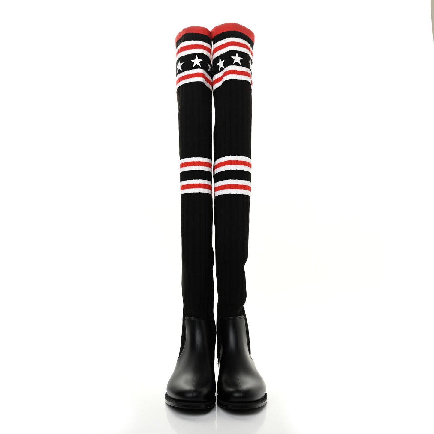 Knit Rubber Storm Over The Knee Boots 36 Black