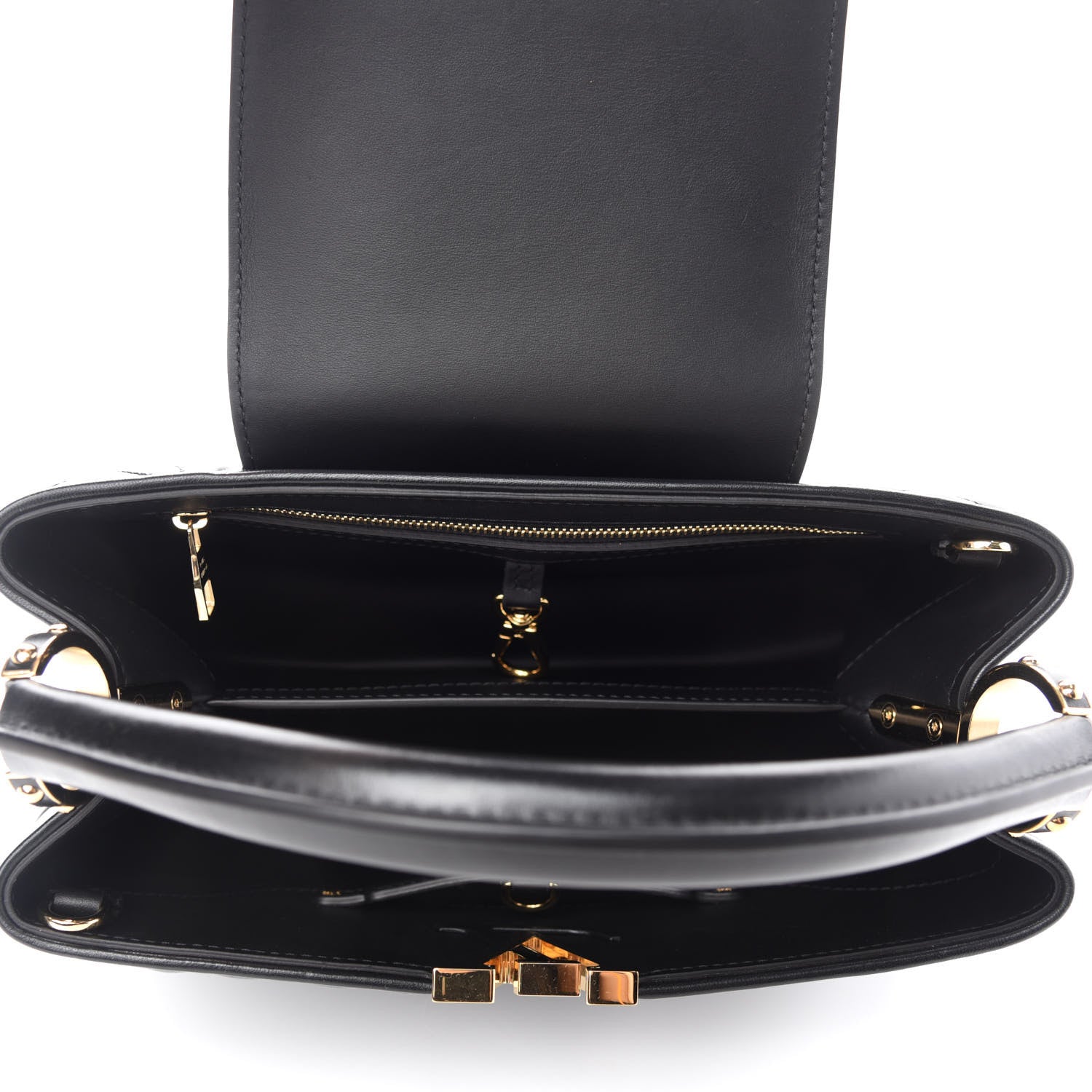 Louis Vuitton Lambskin Quilted Flower Capucines PM Black 5 of 11