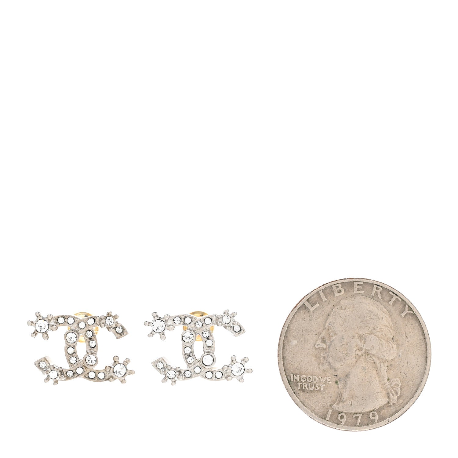Chanel Crystal CC Star Earrings Silver 2 of 5