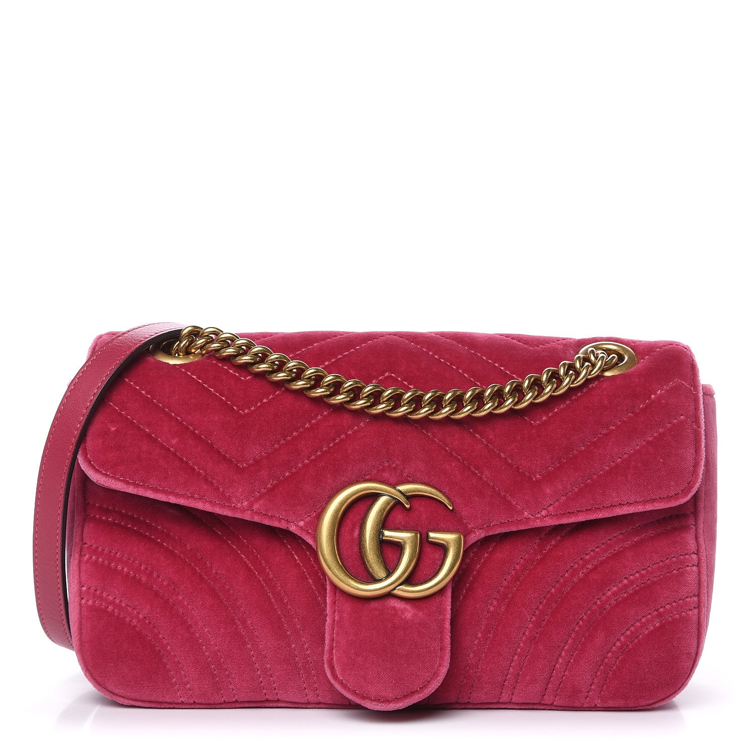 Gucci Velvet Matelasse Small GG Marmont Shoulder Bag Light Raspberry Rose 1 of 12