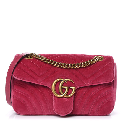 Gucci Velvet Matelasse Small GG Marmont Shoulder Bag Light Raspberry Rose 1 of 12