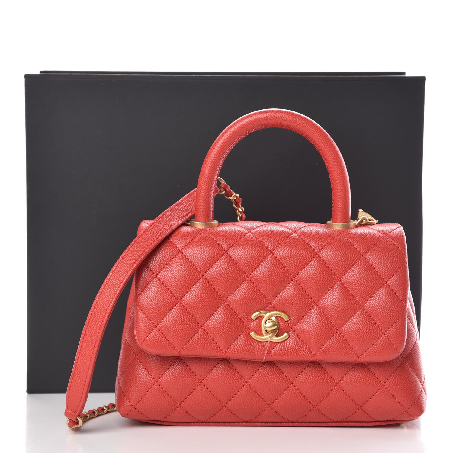 Chanel Caviar Quilted Mini Coco Handle Flap Red 11 of 11