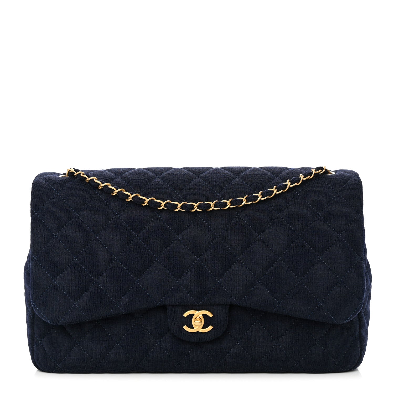 Chanel Jersey Quilted XL Jumbo Flap Navy 1 of 10