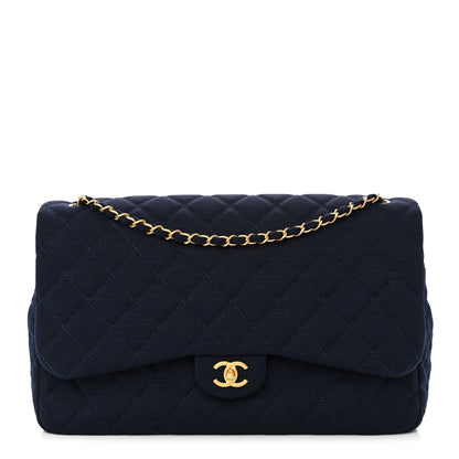 Chanel Jersey Quilted XL Jumbo Flap Navy 1 of 10