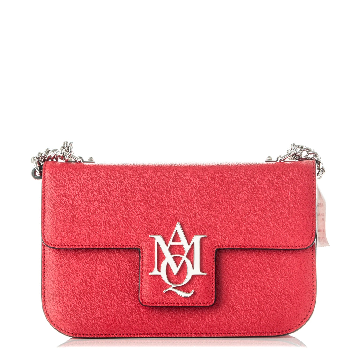 Alexander McQueen Grained Calfskin Medium Insignia Flap China Red 1 of 7